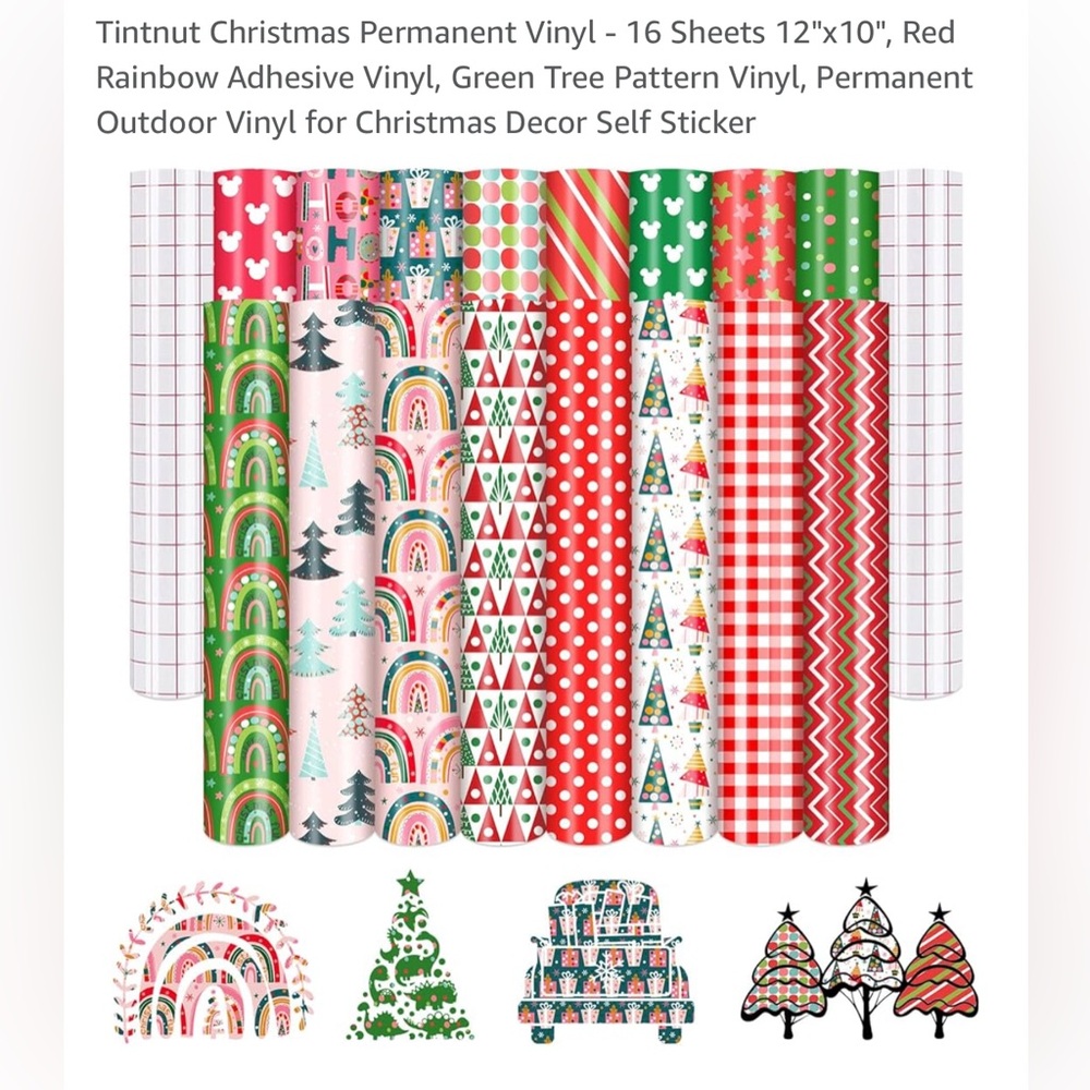 Christmas Permanent Vinyl Sheets - Red and Green